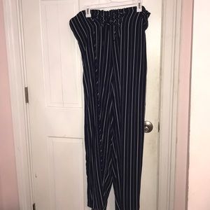 Blue and white flowy pants